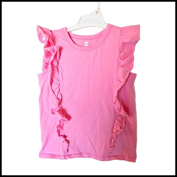 Tea Collection Short Sleeve Ruffle Knit Top Perennial Pink size 12 - Picture 2 of 8